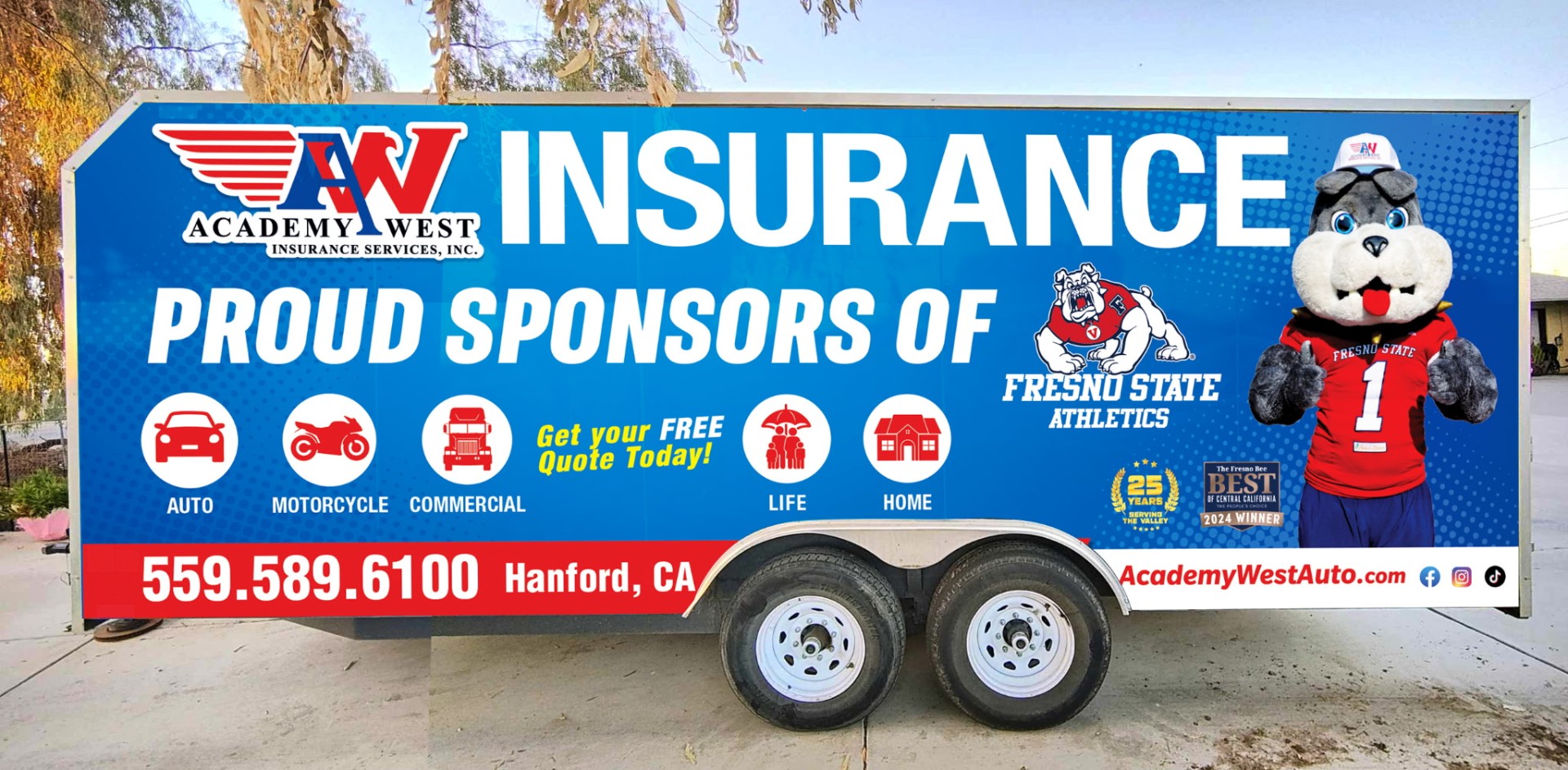 Academy West Insurance trailer vehicle wrap